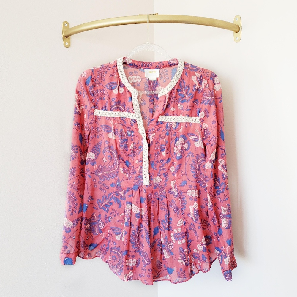 Anthropologie Maeve Pink Abella Cotton Blouse 6